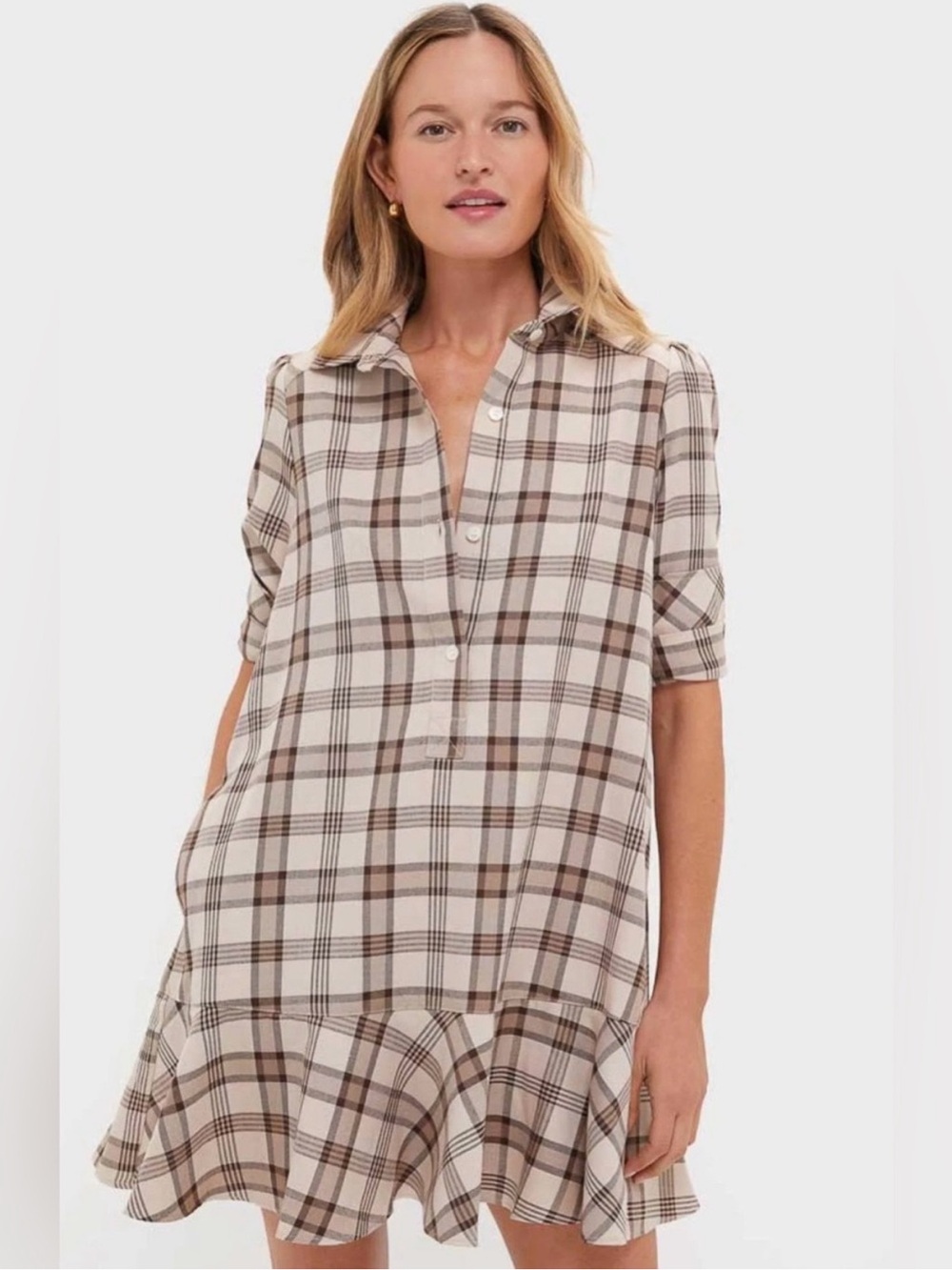 Tuckernuck Brown Plaid Callahan Shirt Dress